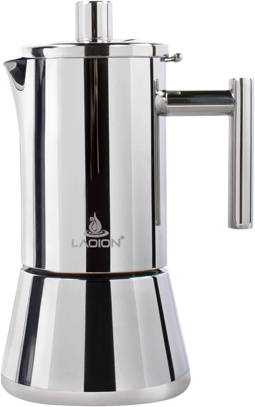 Environmentally Friendly Stovetop Espresso Maker 4Cup 6.8 oz Moka Pot Stainless Steel Cuban and Italian Coffee Maker for Cafetera Cubana Healthy