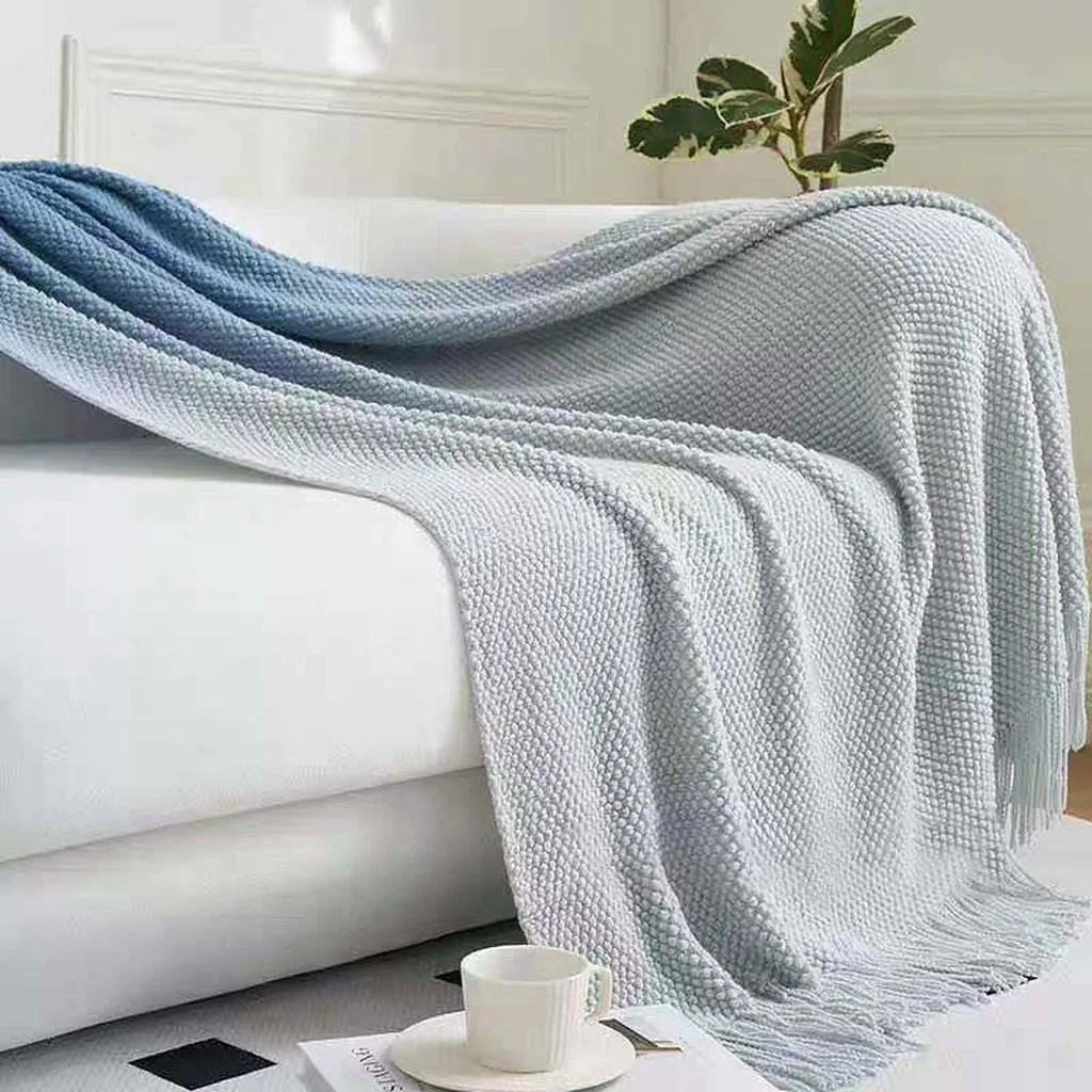 Luxury Blue Ombre Knit Blanket Convenient