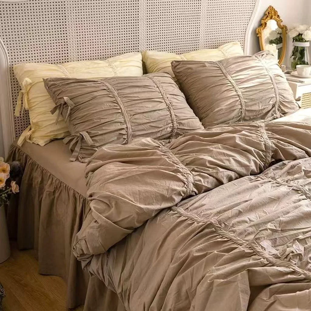 Genuine Princess Ruched Bedding Set – Brown Original