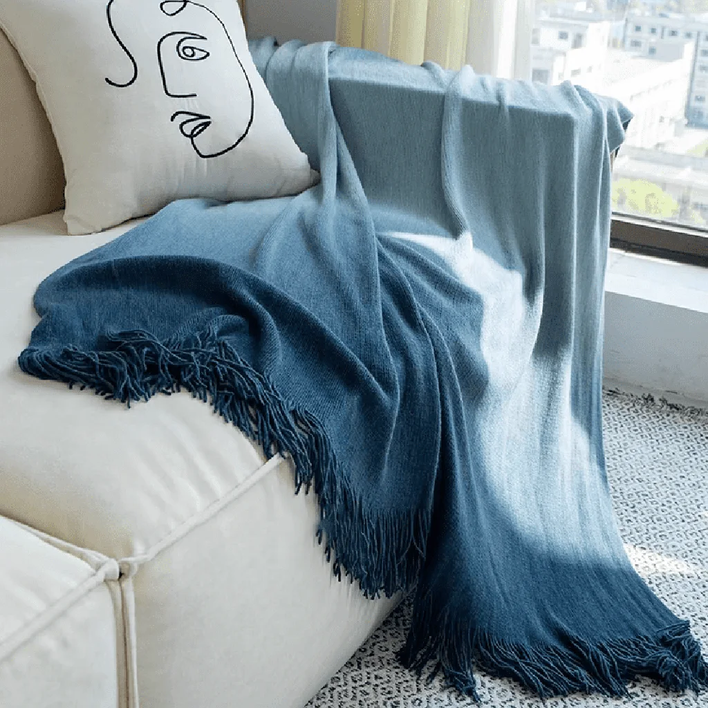 Artisan Ocean Ombre Blanket with Tassel Healthy