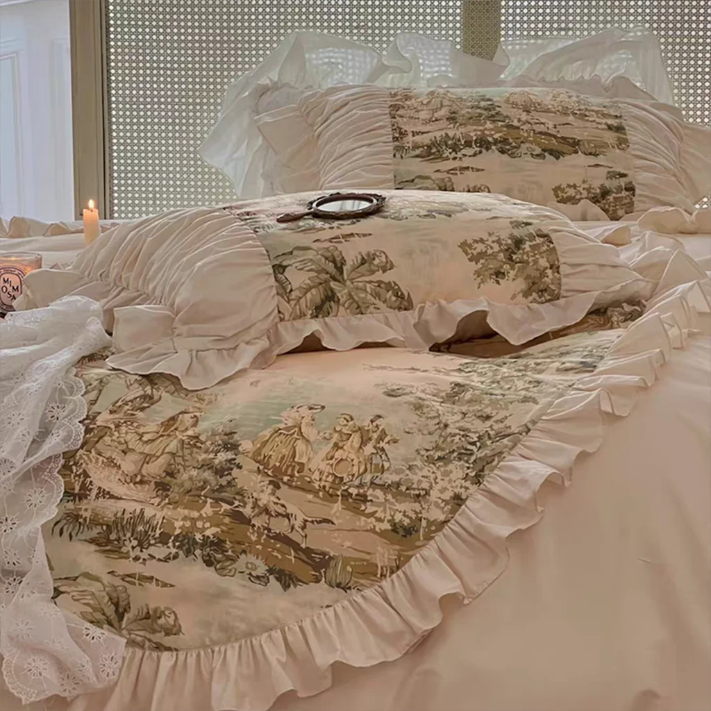 Superior French Vintage Painting Bedding Set Environmentally Friendly