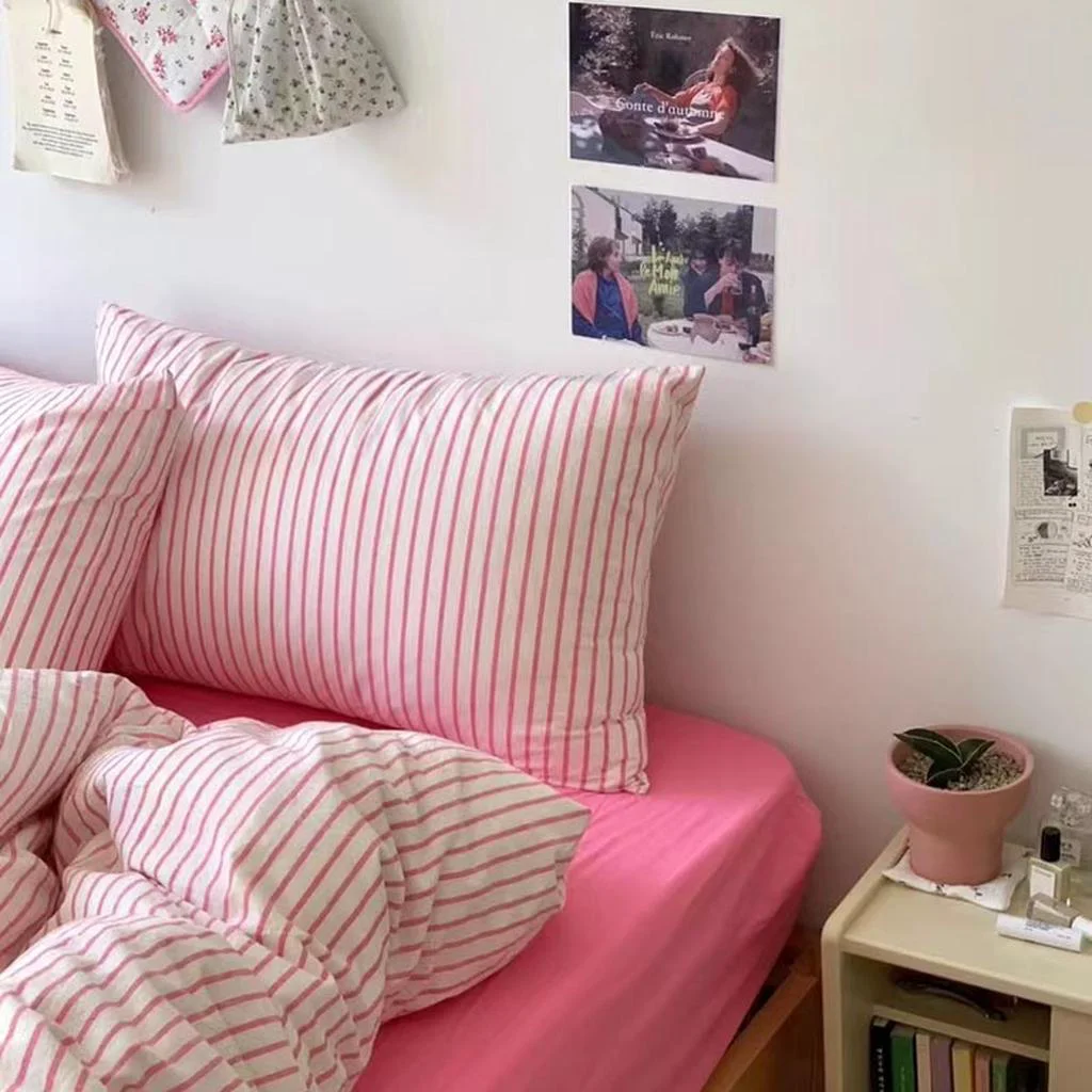 High-Performance Coastal Stripes Duvet Cover – Pink Safe