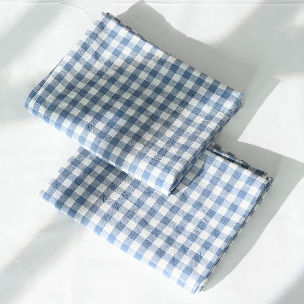 Advanced Cotton Small Gingham Pillowcases – Baby Blue Fine Crafted