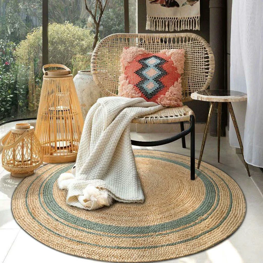 Reliable Harmony Rings Jute Rug Detailed