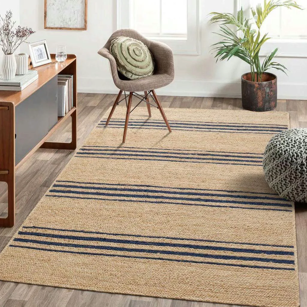 Superior Navy Horizon Jute Rug Quality