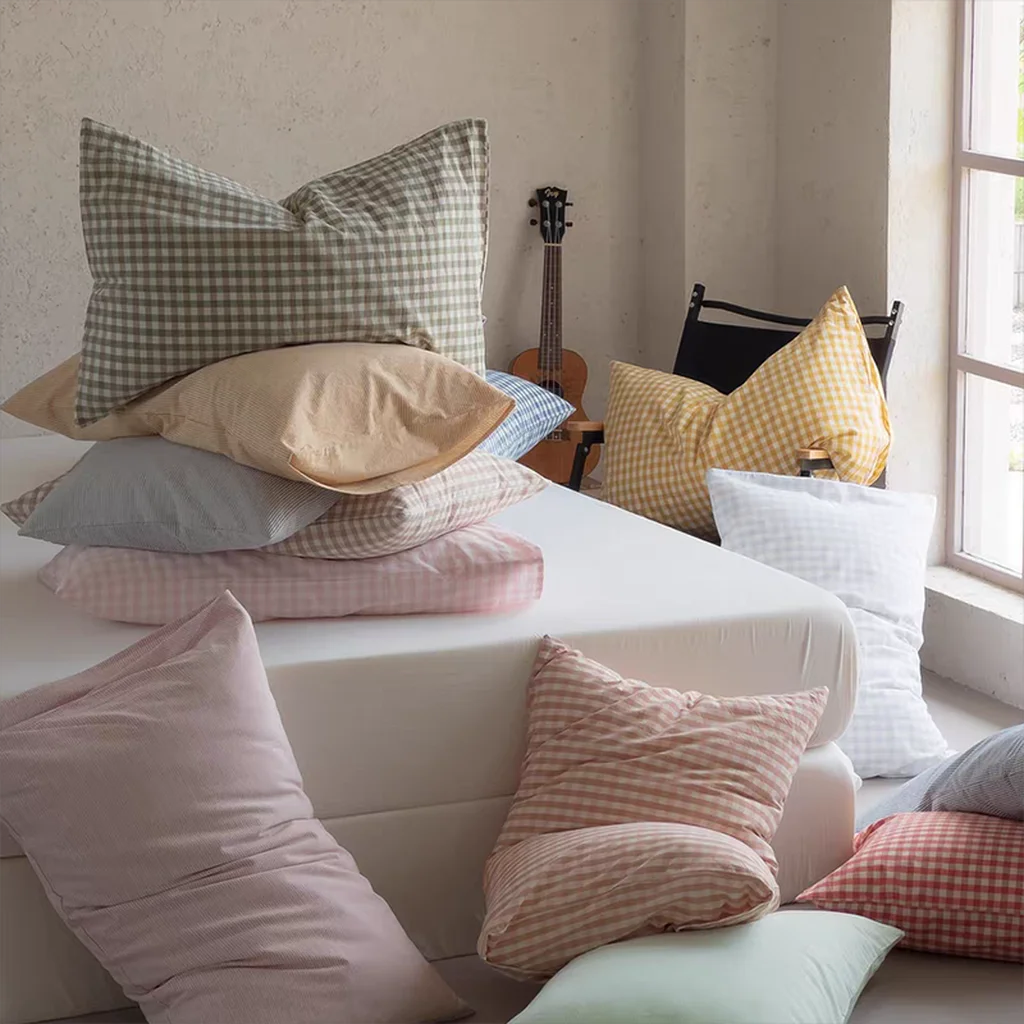 Soft Multicolor Cotton Gingham Pillowcase Original