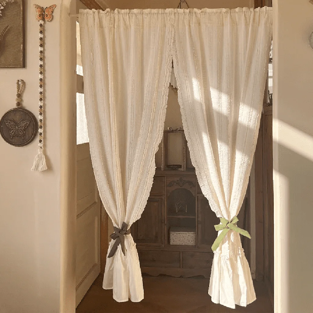 Top-Quality French Ruffle Cream Curtain Long-Lasting