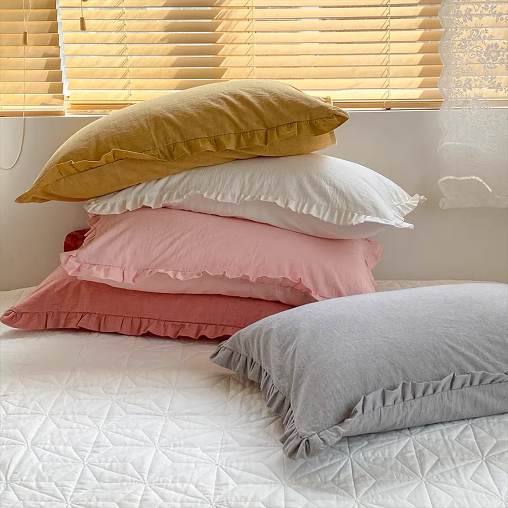 Next-Generation Pastel Pillowcase with Ruffle 6 colors Long-Lasting