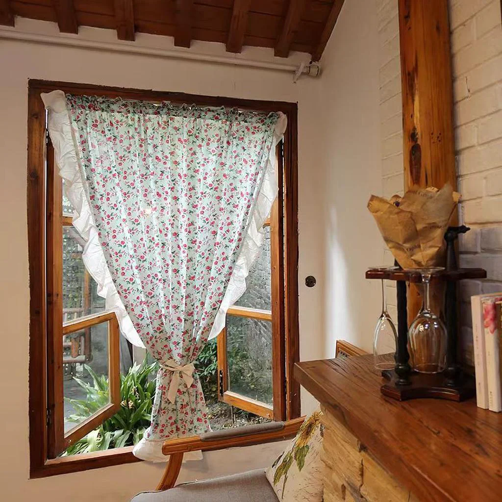 Unique Farmhouse Ditsy Floral Chiffon Curtain Carefully Designed