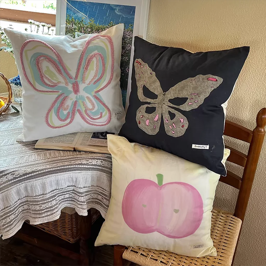 Natural Y2K Butterfly Printed Throw Pillow Outstanding