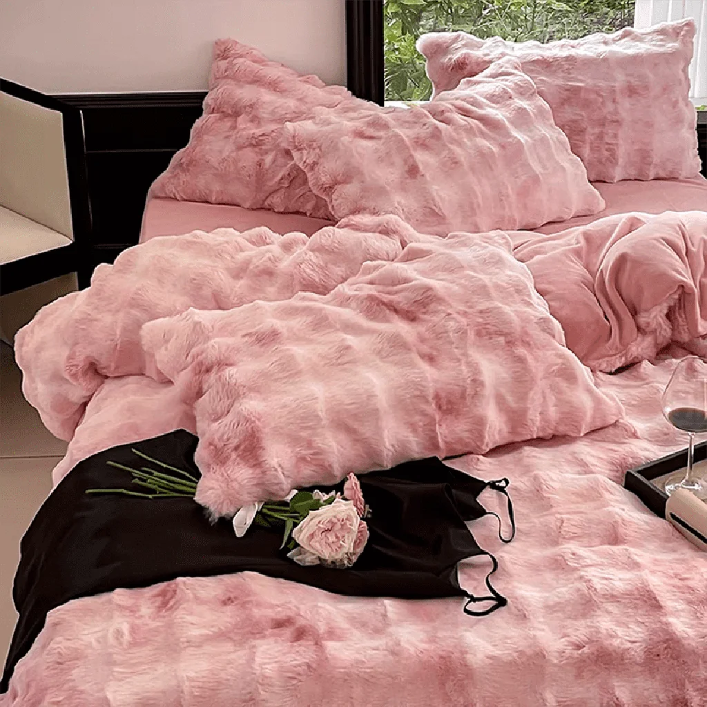 Effective Faux Fur Tie-dye Bedding Set Professional