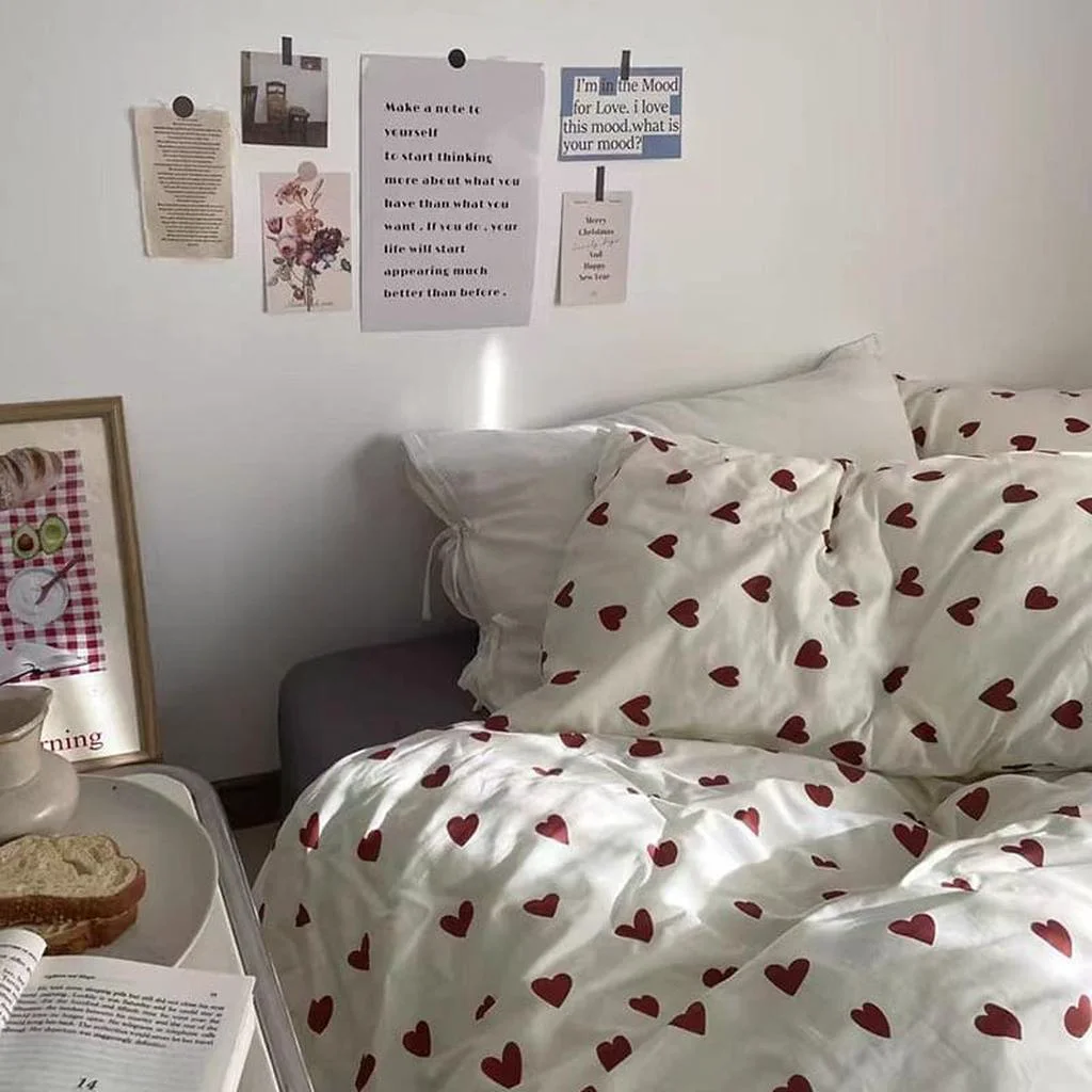 High-Quality Sweet Heart Cotton Bedding Set Smooth