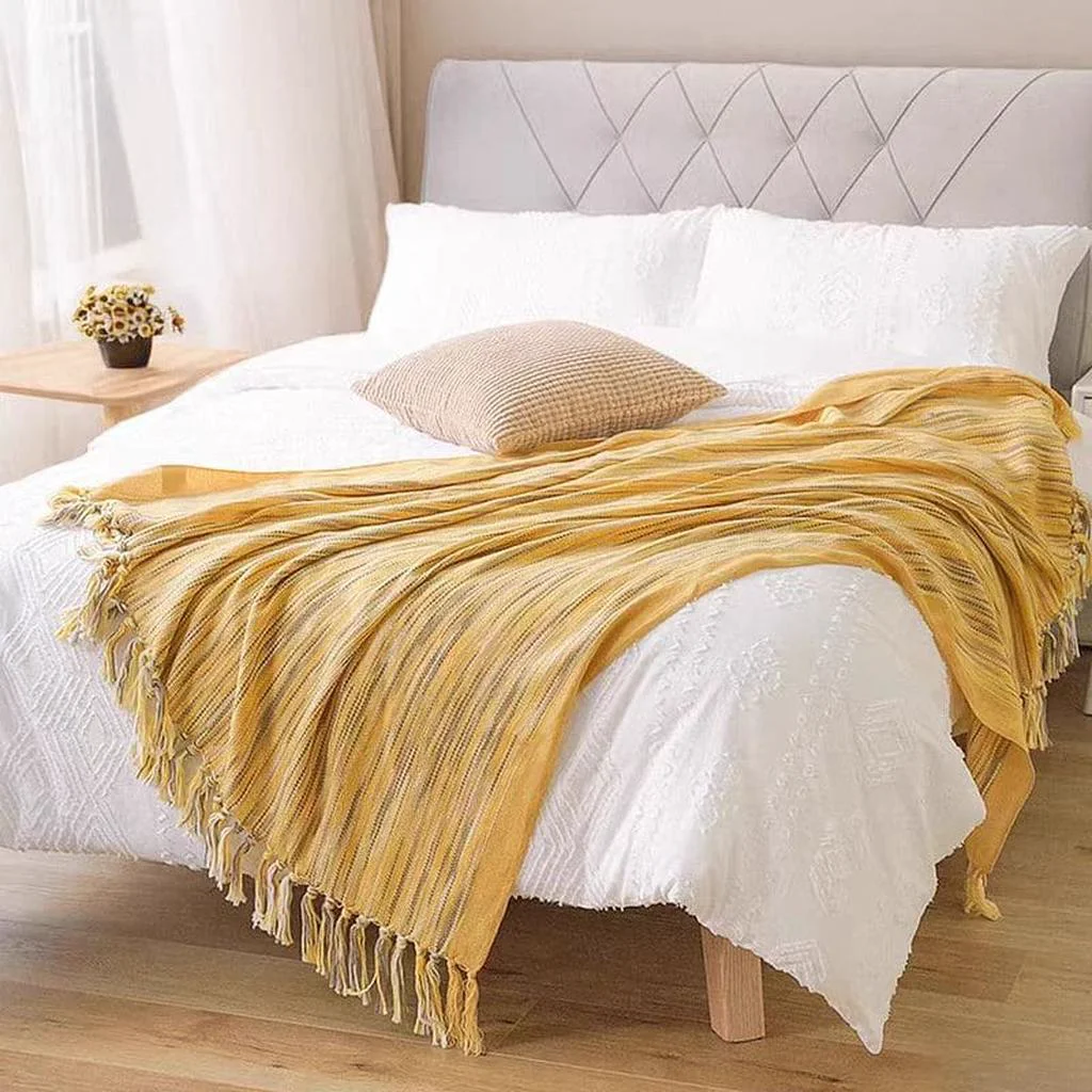 Superior Boho Knitted Blanket with Tassel Official