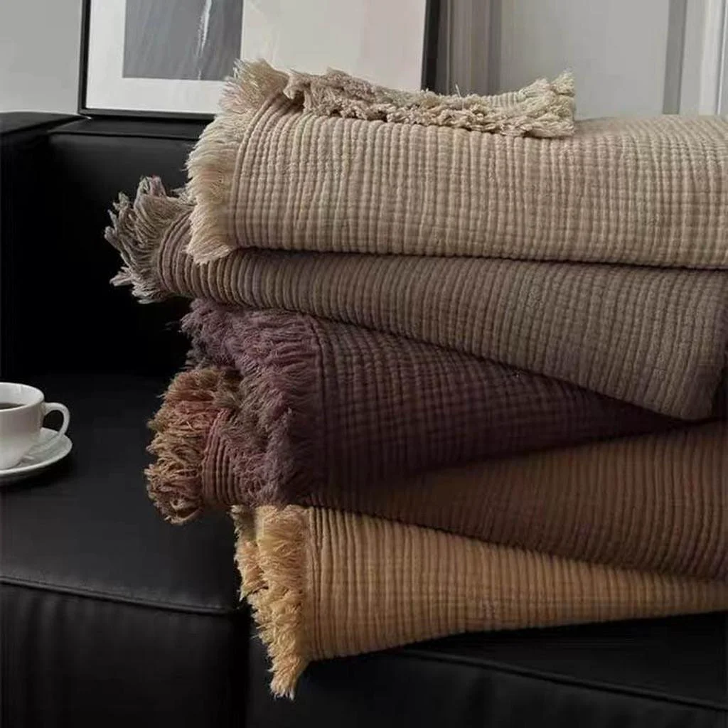 Comfortable Dark Academia Collection Cotton Knitted Blanket Modern
