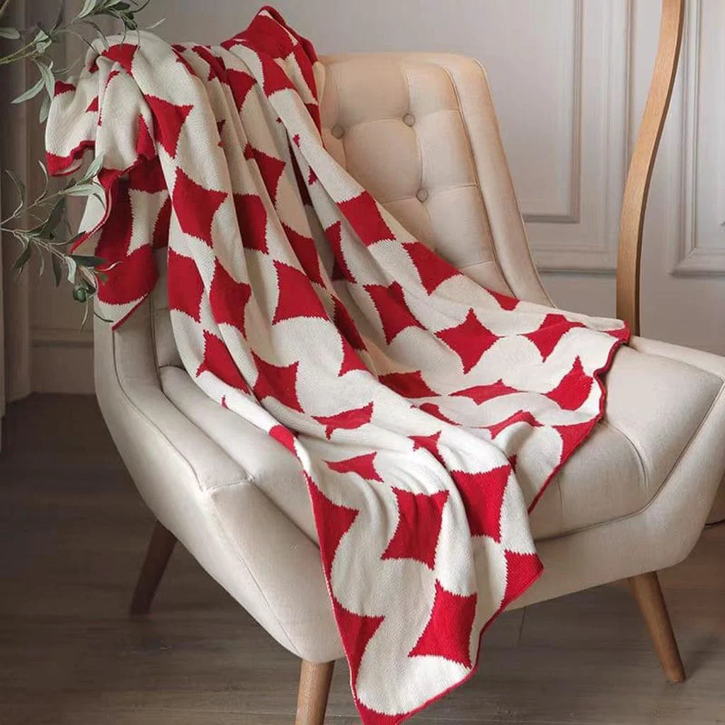Premium Material Poker Diamond Knitted Throw Blanket Superior