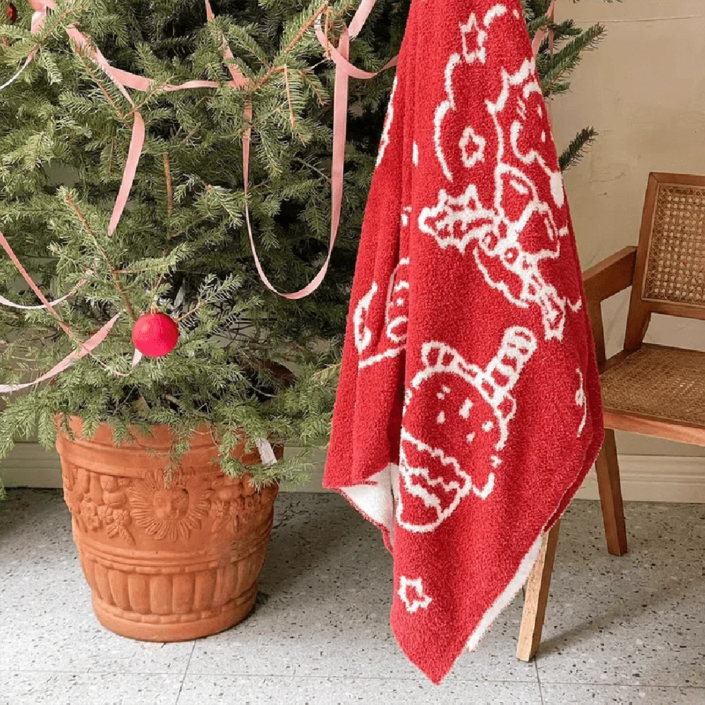 Relaxed Reversible Christmas Feather Yarn Blanket Fast