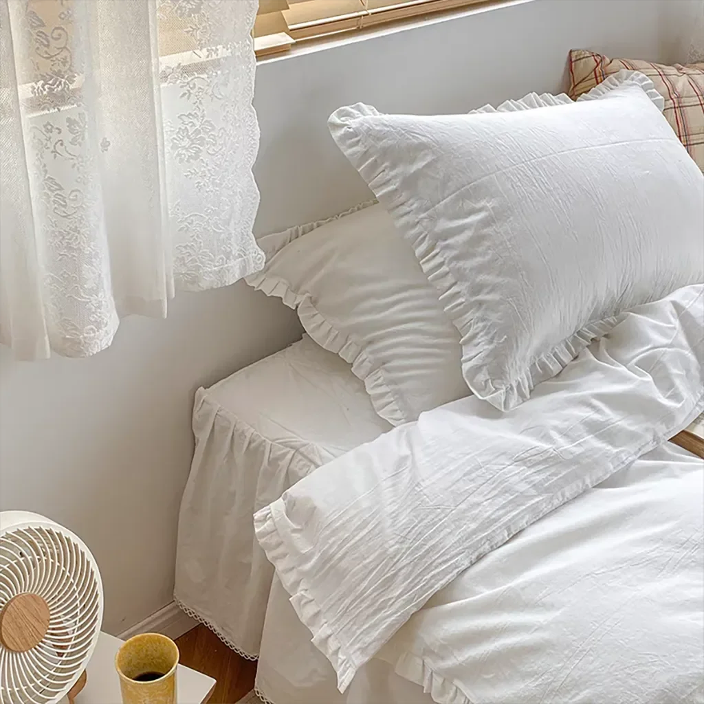 Carefully Designed Delicate Handmade Ruffle Duvet Cover Set Classic