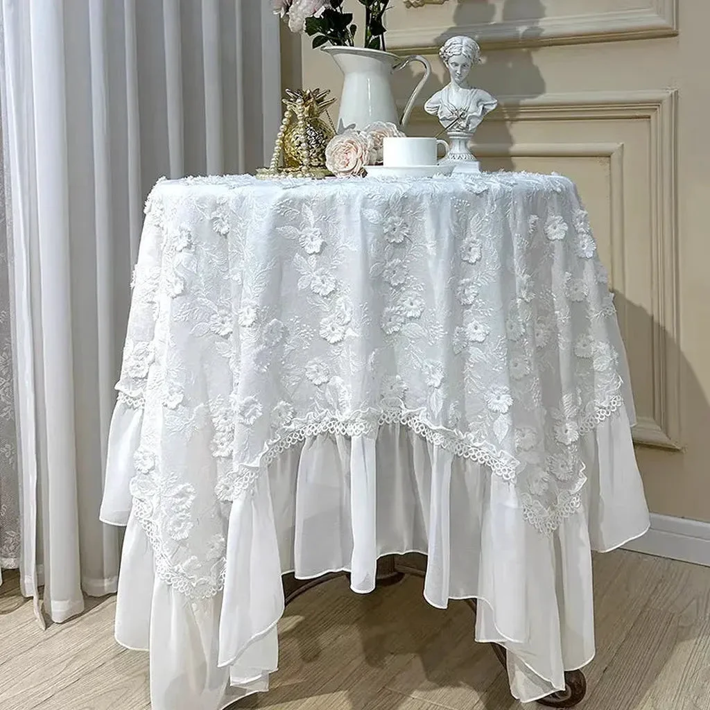 Eco-Friendly French Floral Embroidery Tablecloth Traditional