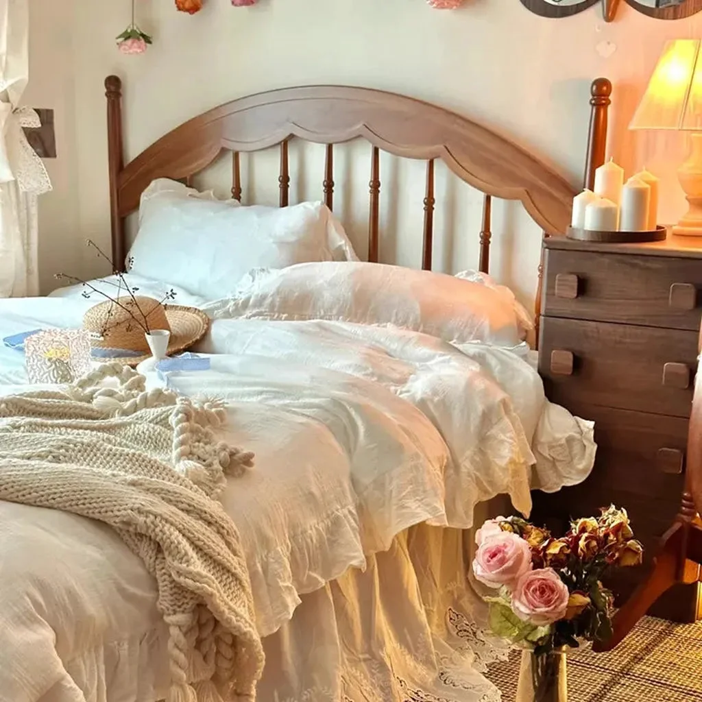 Smooth Muslin Duvet Cover Set with Ruffle User-Friendly