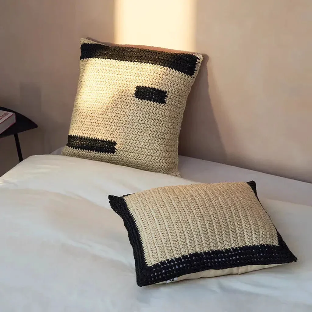 Advanced Tropical Raffia Square Pillow High-Grade