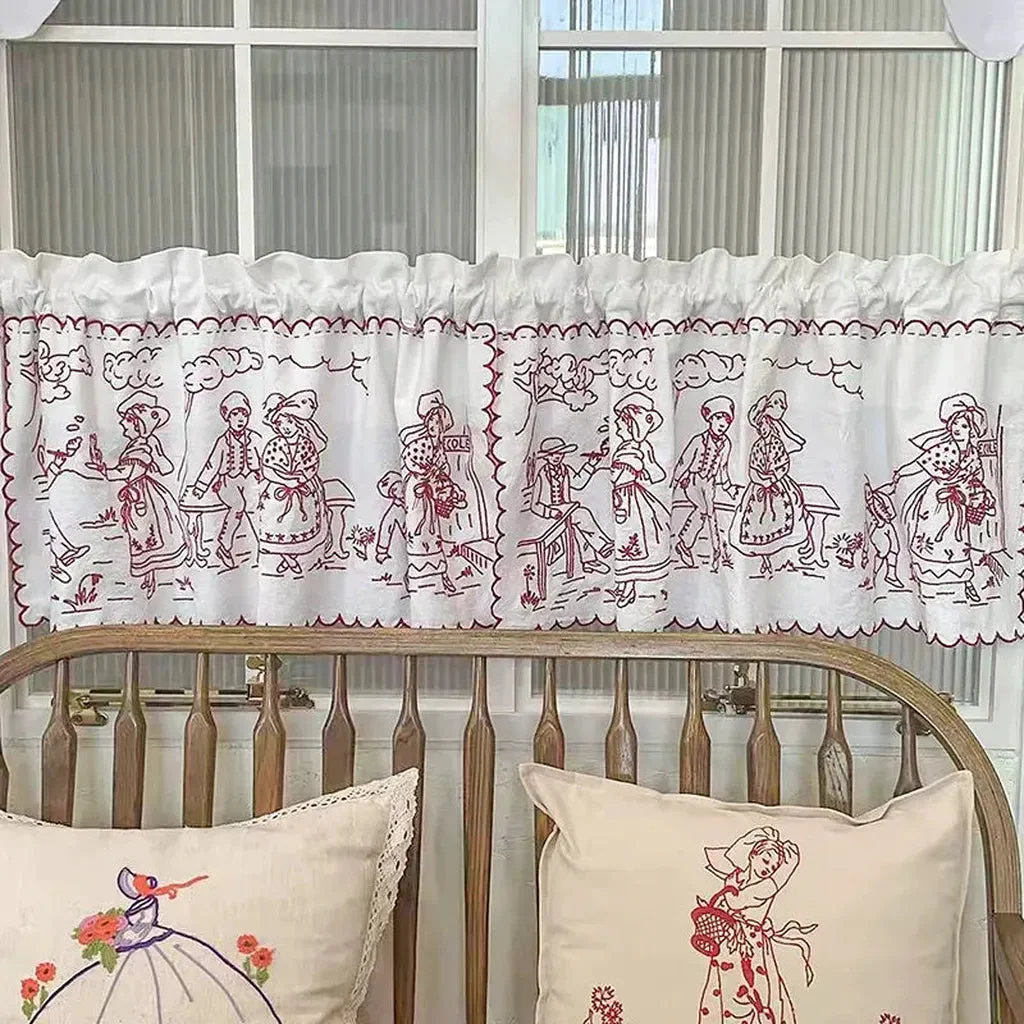 Soft Vintage Embroidery Coffee Curtain Reliable