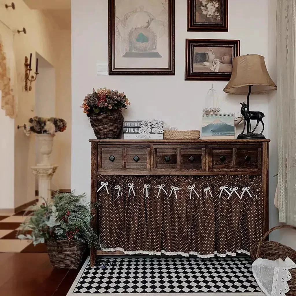 Easy-to-Use Retro Polka Dot Coffee Curtain Responsible