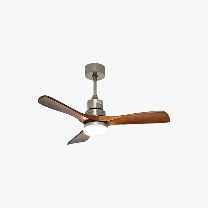 High-Grade Solid Wood Three-Leaf Fan Lamp Top-Quality