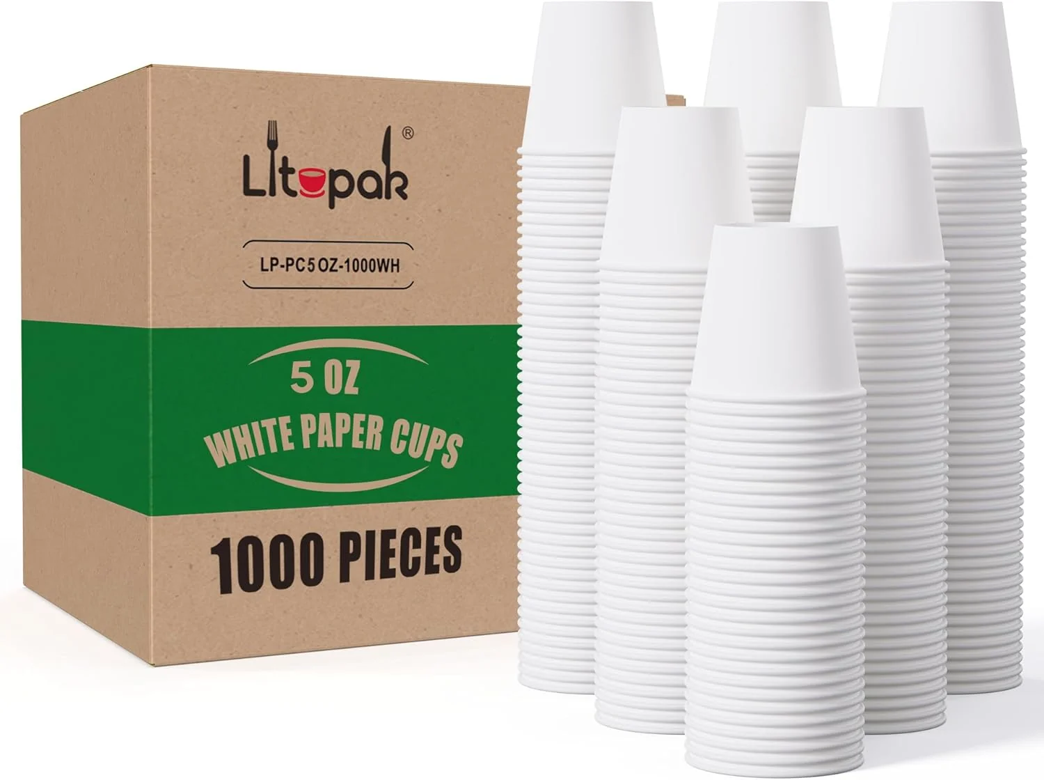 High-End Litopak 1000 pack 5 oz Paper Coffee Cups White Small Espresso Paper Coffee Cups for Office Home Party and Events First-Class