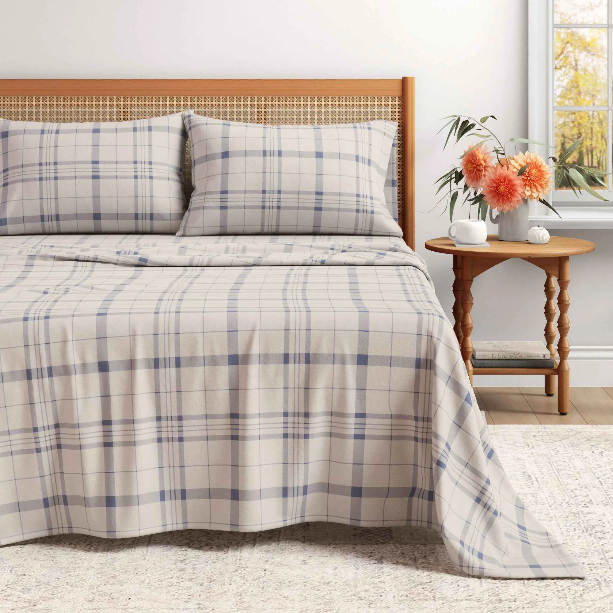 Flexible Turkish Cotton Flannel Sheet Set – Plaid Stripe Collection Exclusive
