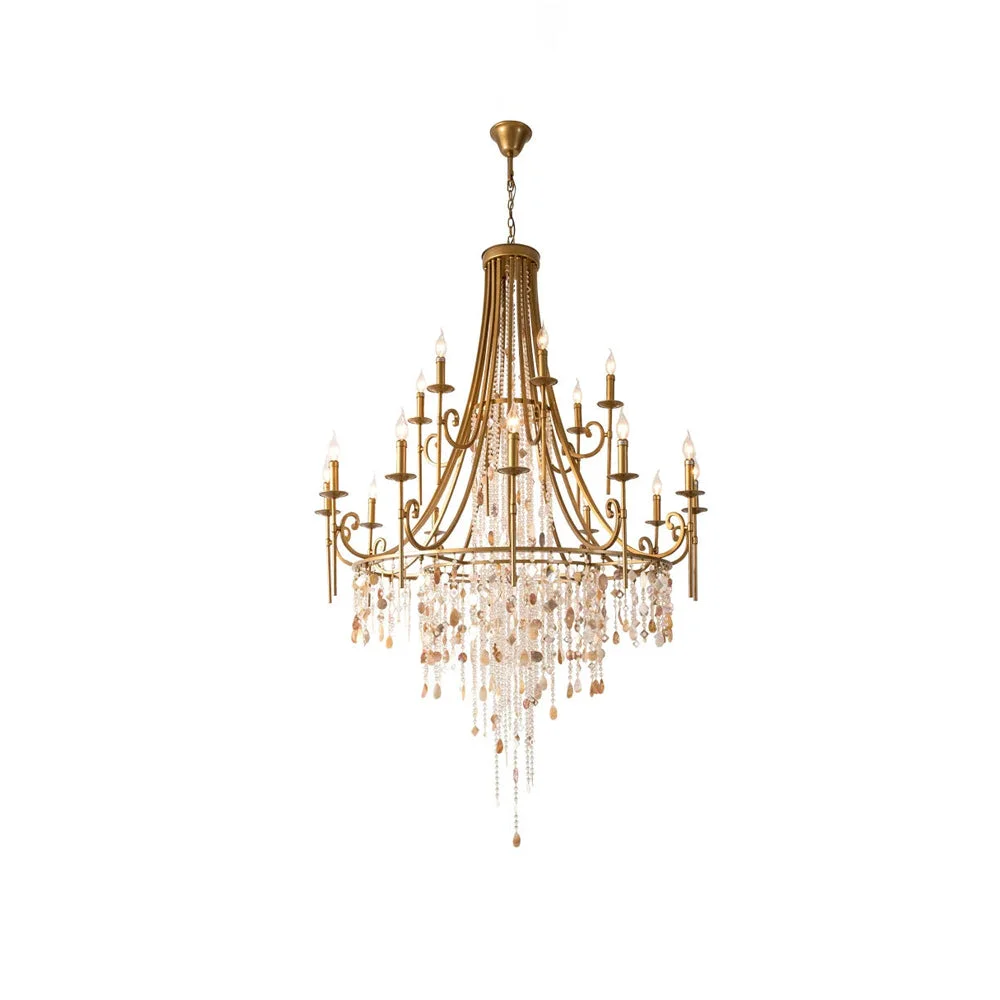 Selected Tatum Lux American Shell Crystal Chandelier Natural