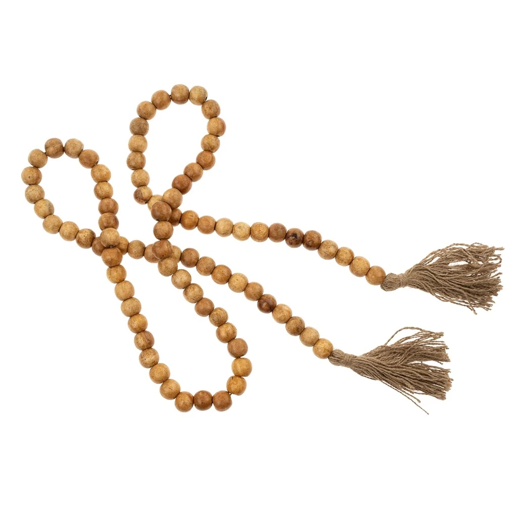 Long-Lasting Jute Wood Bead Garland Natural Green