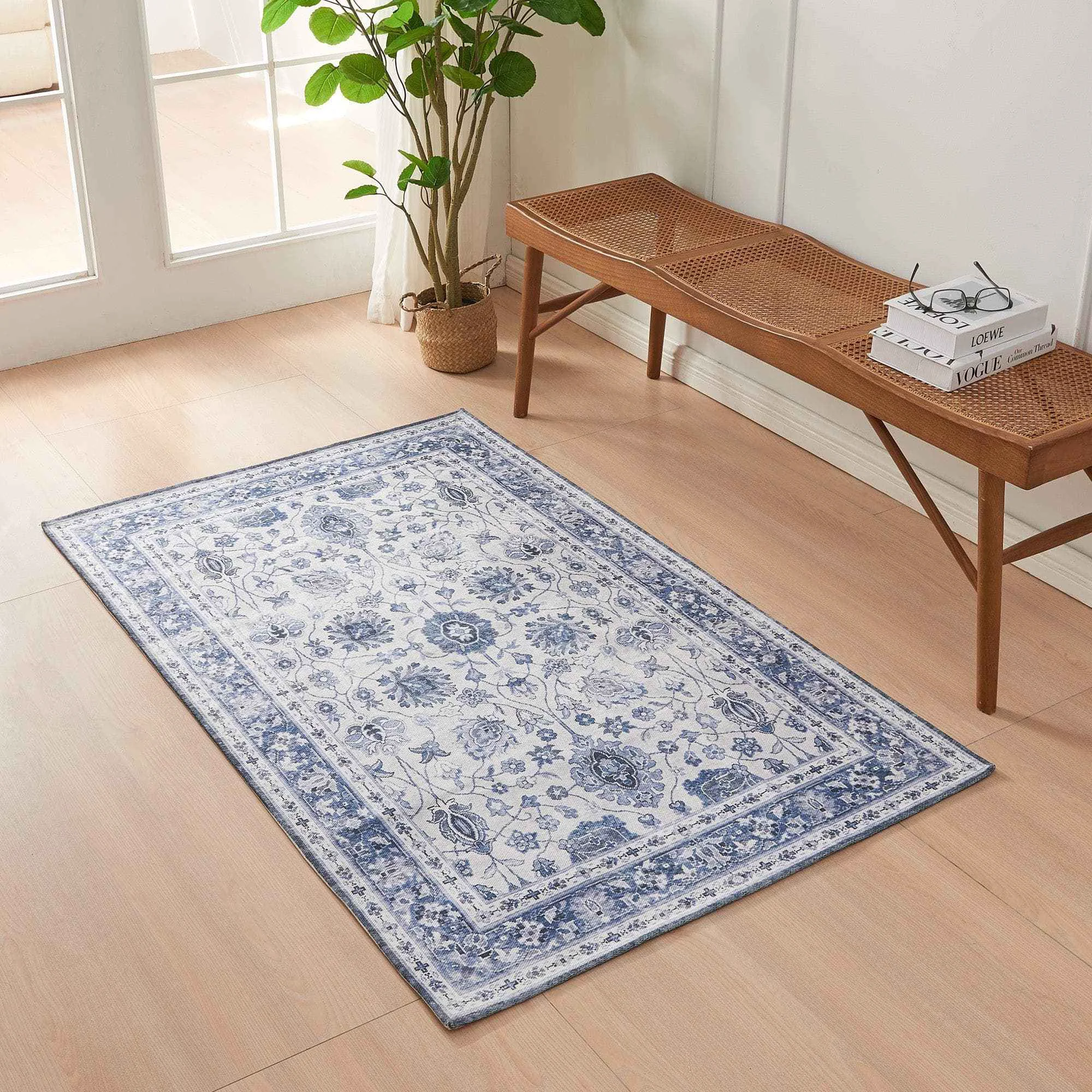 Certified Floral Machine Washable Accent Area Rug 3′ x 5′ – Matra Collection Long-Lasting