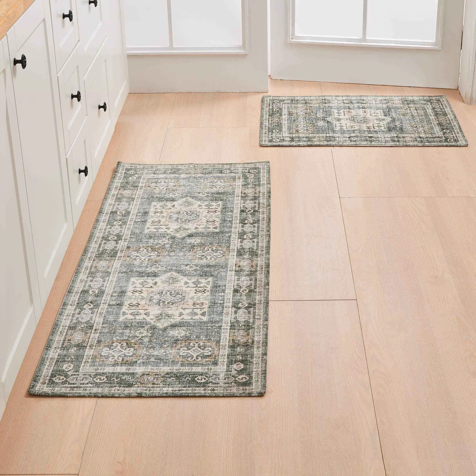 Relaxed Medallion Machine Washable Accent Area Rug Runner 2 Pack – Nava Collection Official