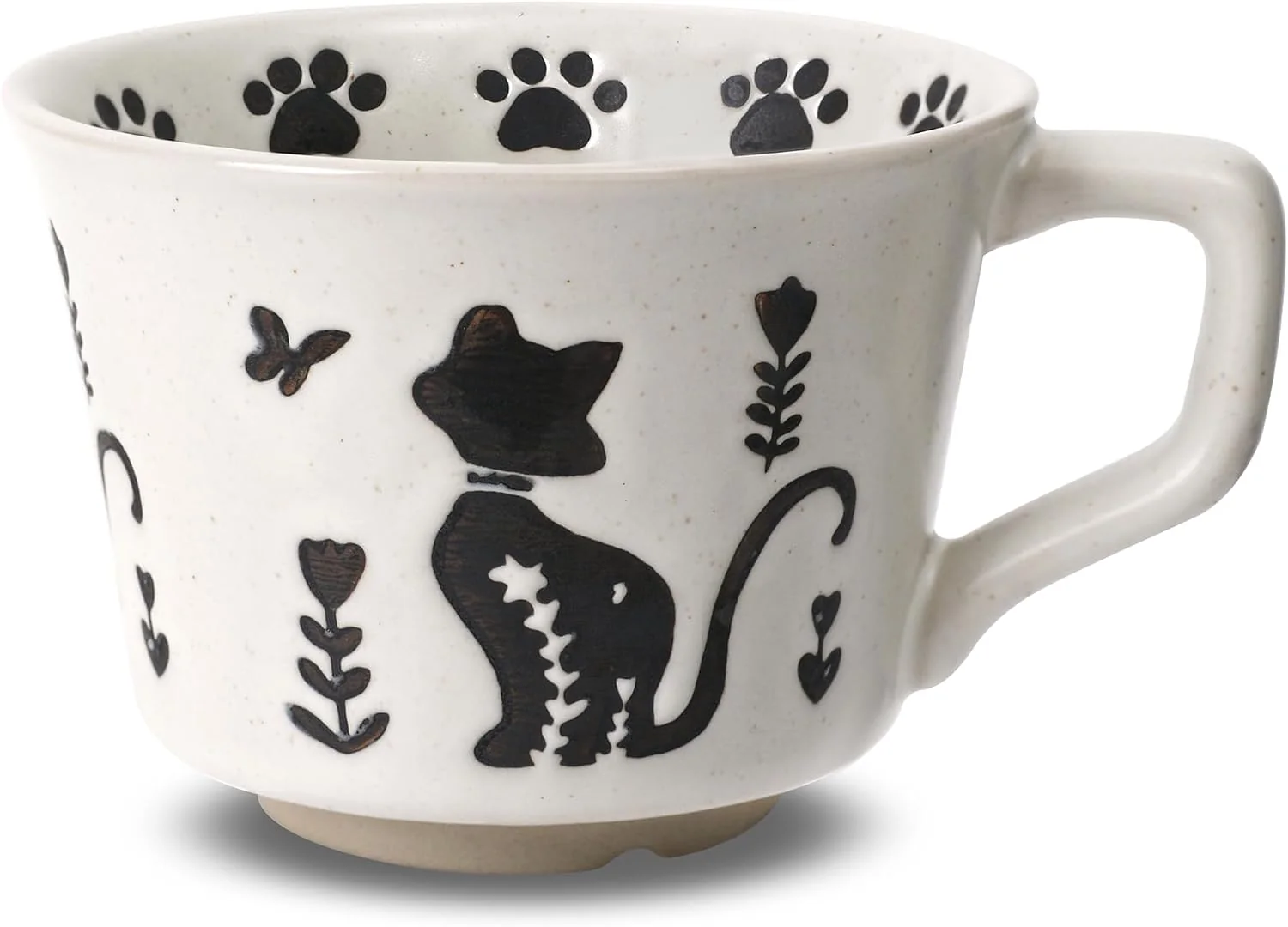 Refined 11 oz Ceramic Coffee Mug Stoneware Teacup with Handle Small Novelty Unique Cup for Tea Mocha Latte Cappuccino Microwave Dishwasher Safe Cat Solid