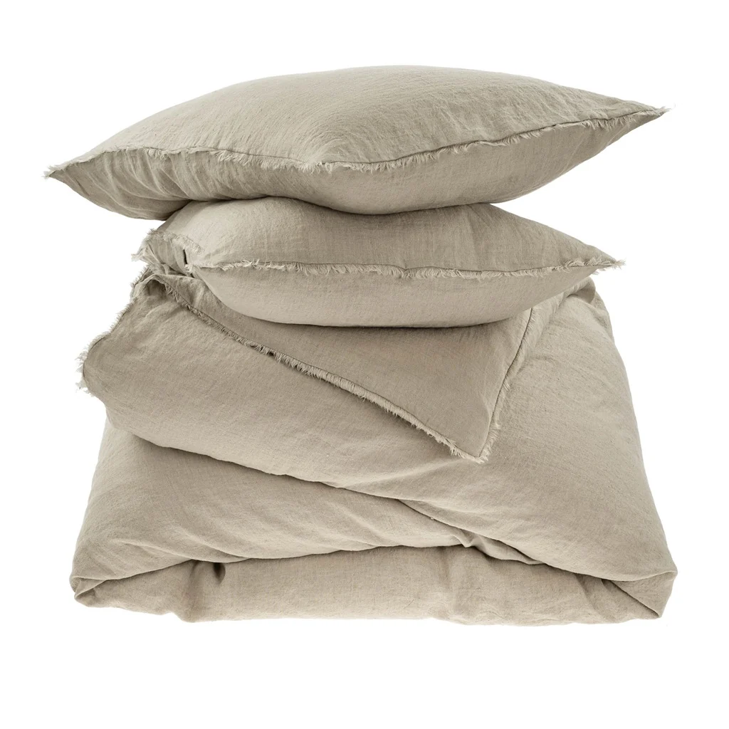 Smooth Lina Linen Queen Duvet Set Driftwood Selected