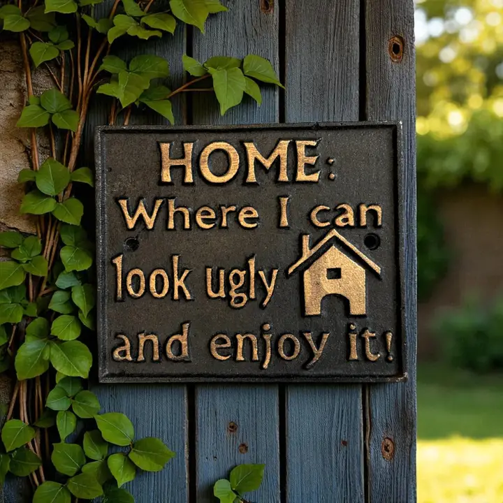 Lightweight Home Where I Can Look Ugly and Enjoy It Cast Iron Sign Stylish
