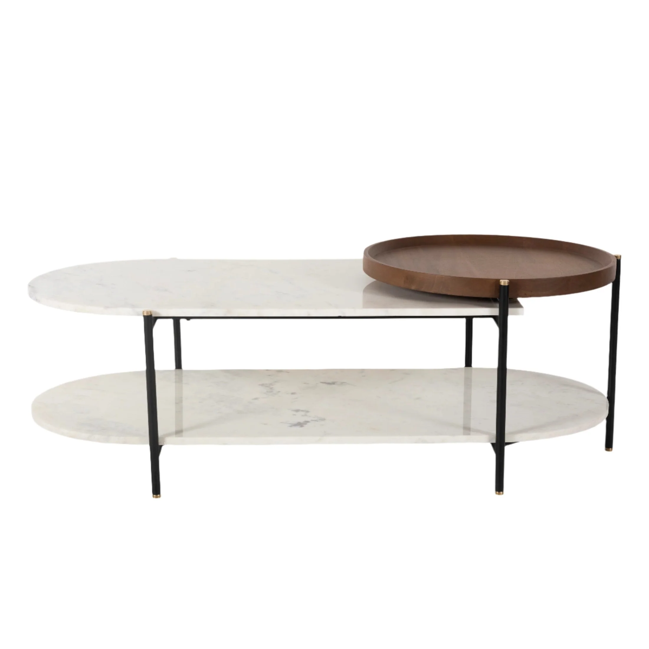 Specialty Aika Mango Wood Marble Coffee Table Sample Organic