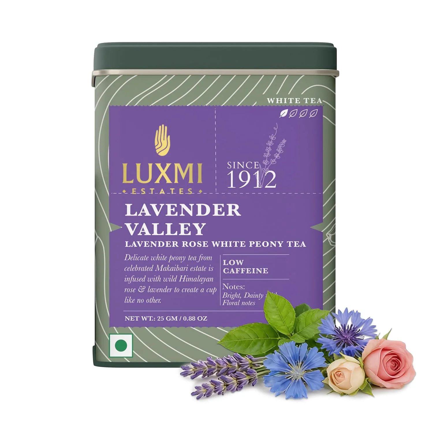 Traditional Luxmi Estates Lavender Valley Loose Leaf Tea 25g 0.88oz Darjeeling Makaibari White Tea Low Caffeine Sleep Function Tea High-Performance