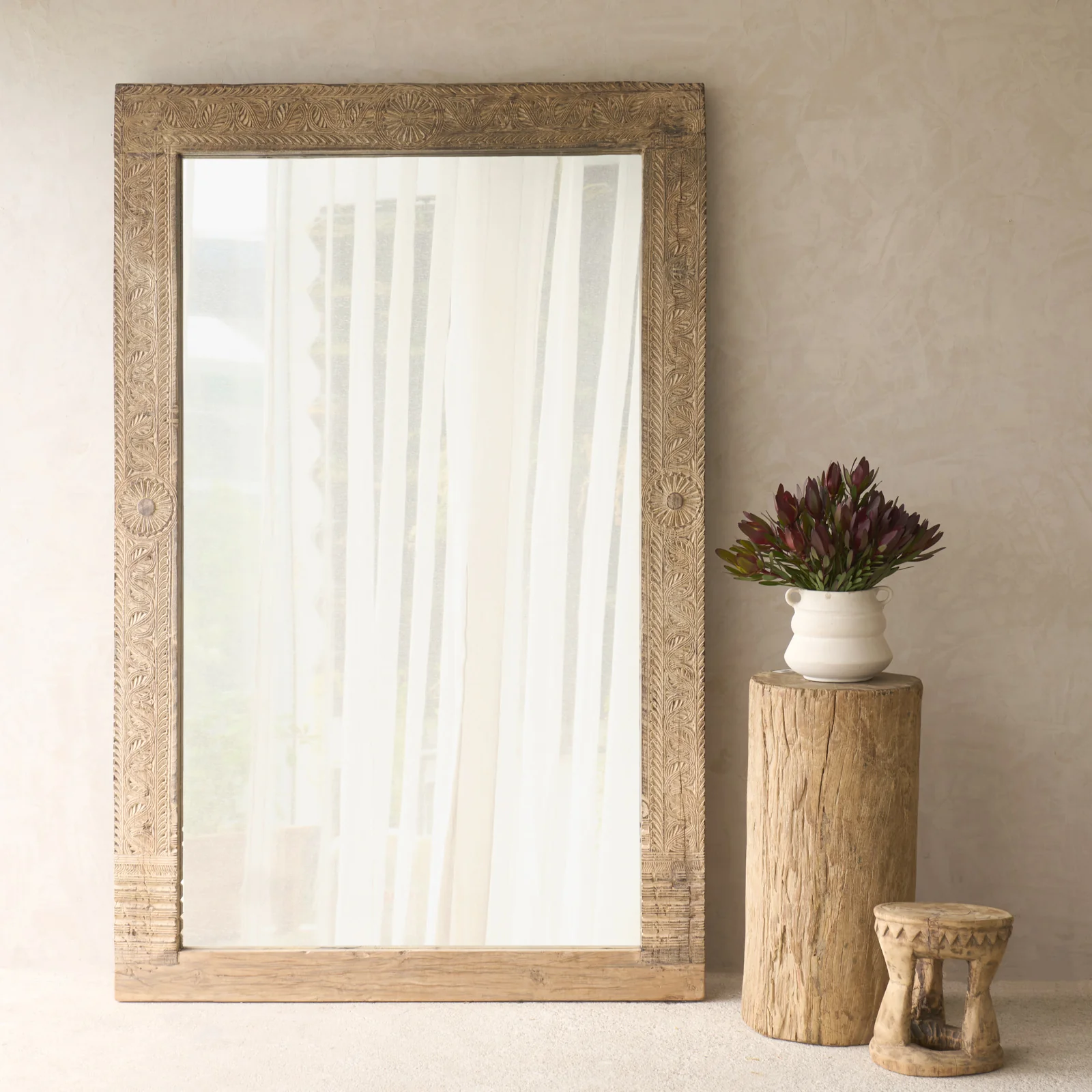 Enhanced Vintage Floral Carved Mirror B Quality