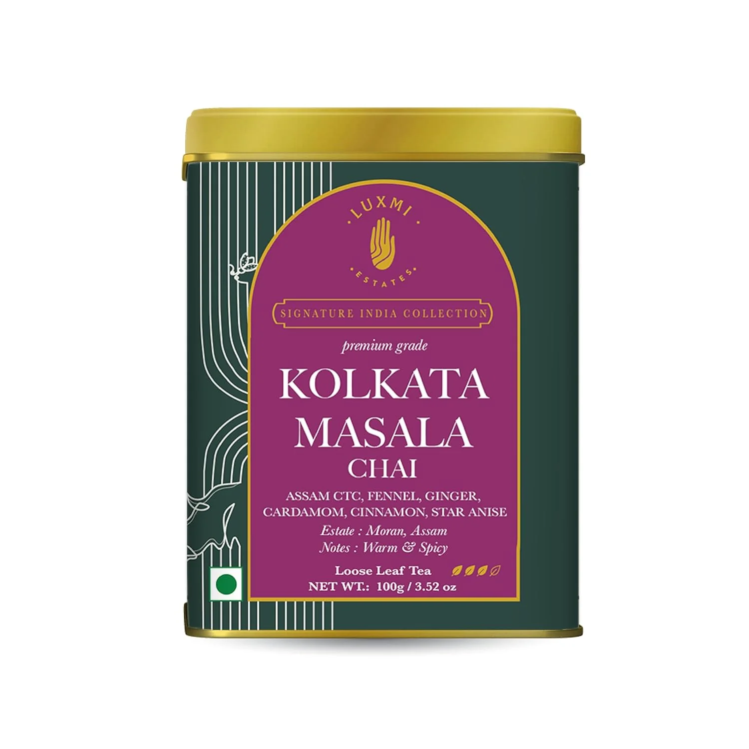 Exceptional Luxmi Estates Kolkata Masala Chai 100 gm Signature India Collection Assam CTC Tea Black tea collection Organic Strong tea Antioxidants Outstanding