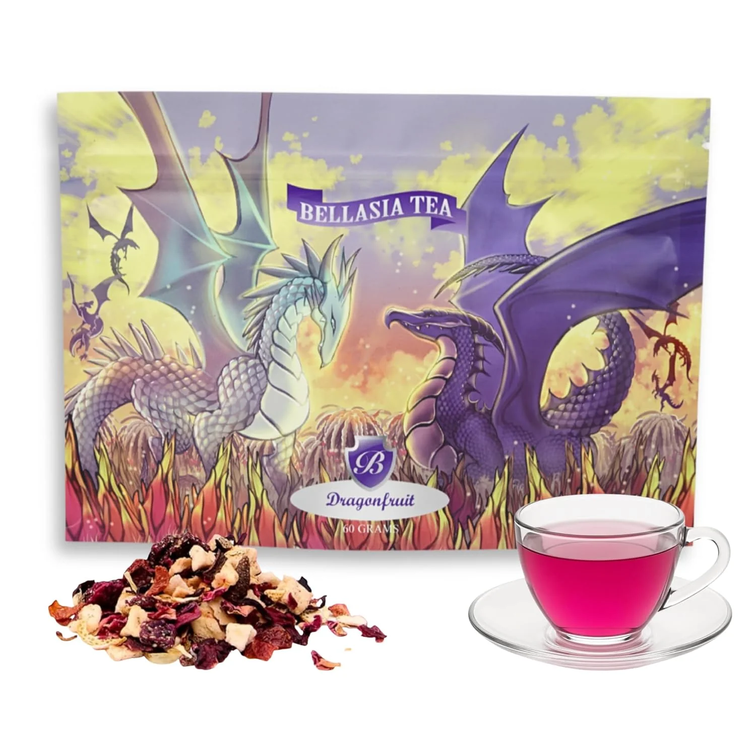 Lightweight Bellasia Tea Dragon Fruit for Kids Using Fruit Pieces – Caffeine Herbal Tea Blend with Ingredients Balanced Flavor- Add Loose Leaf Premium