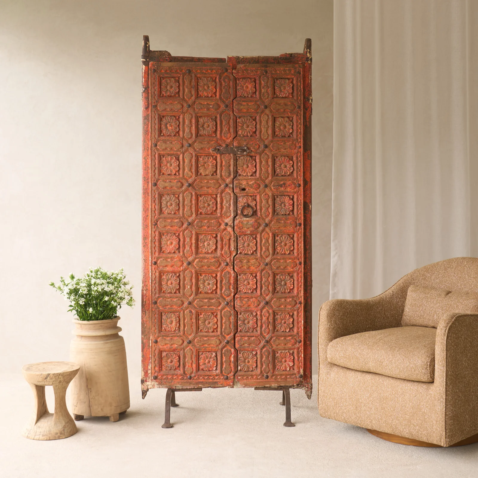 Pure Antique Painted Indian Heritage Door No. 1 Trendy