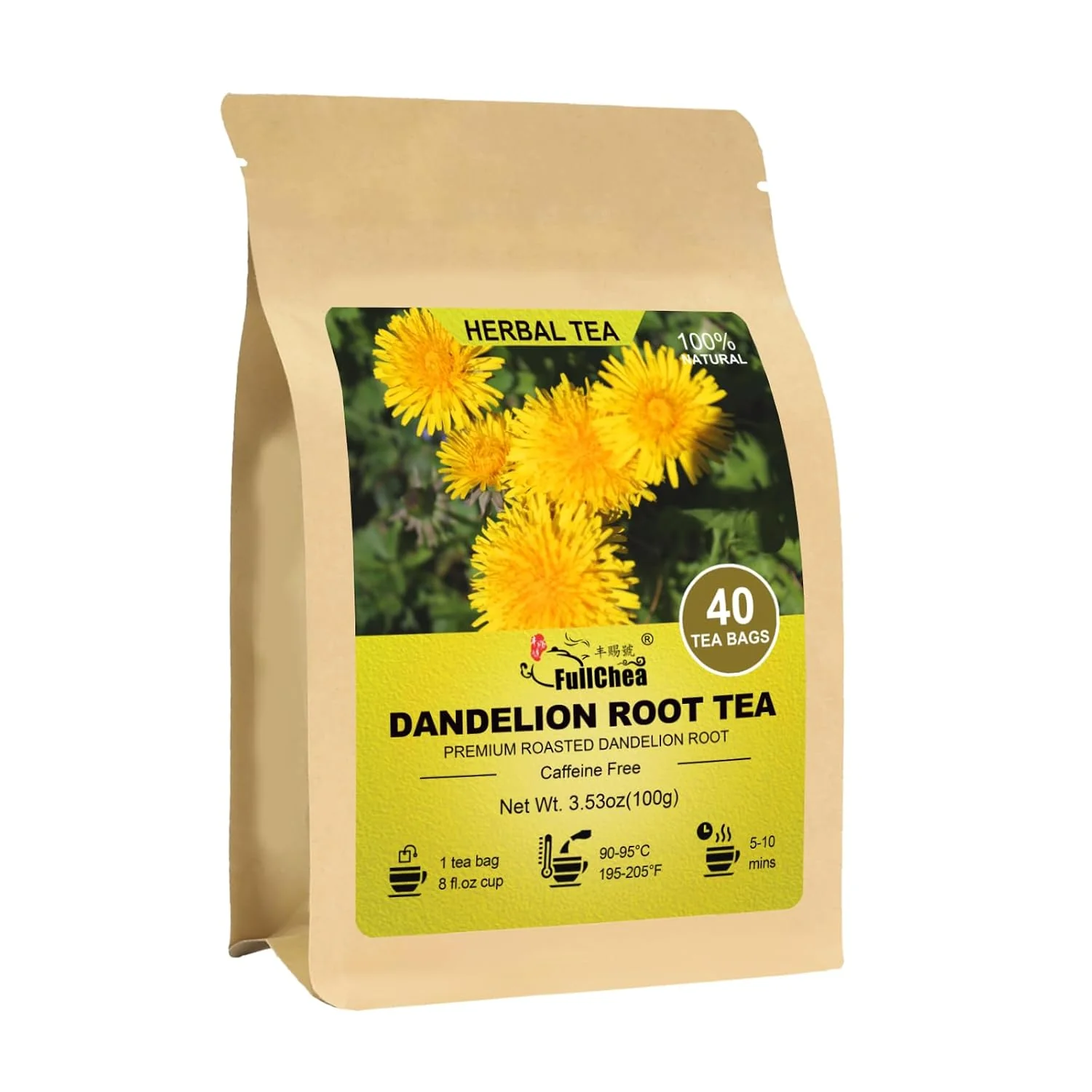 Quality FullChea – Dandelion Root Tea Bags 40 Count Roasted Root Tea Roasted root infusion with a deep earthy taste supports digestion immune wellness and detox tea routines Long-Lasting