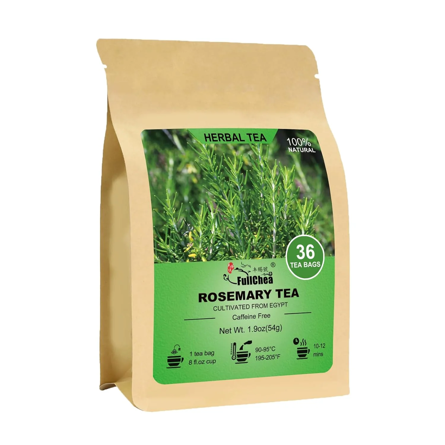 Soft FullChea Rosemary Tea Bags 36 Counts Romero Non-GMO Caffeine- Dried Rosemary Herb Leaves Distinct Flavor amp Support Digestion No Additives Resealable Pouch Expertly Made