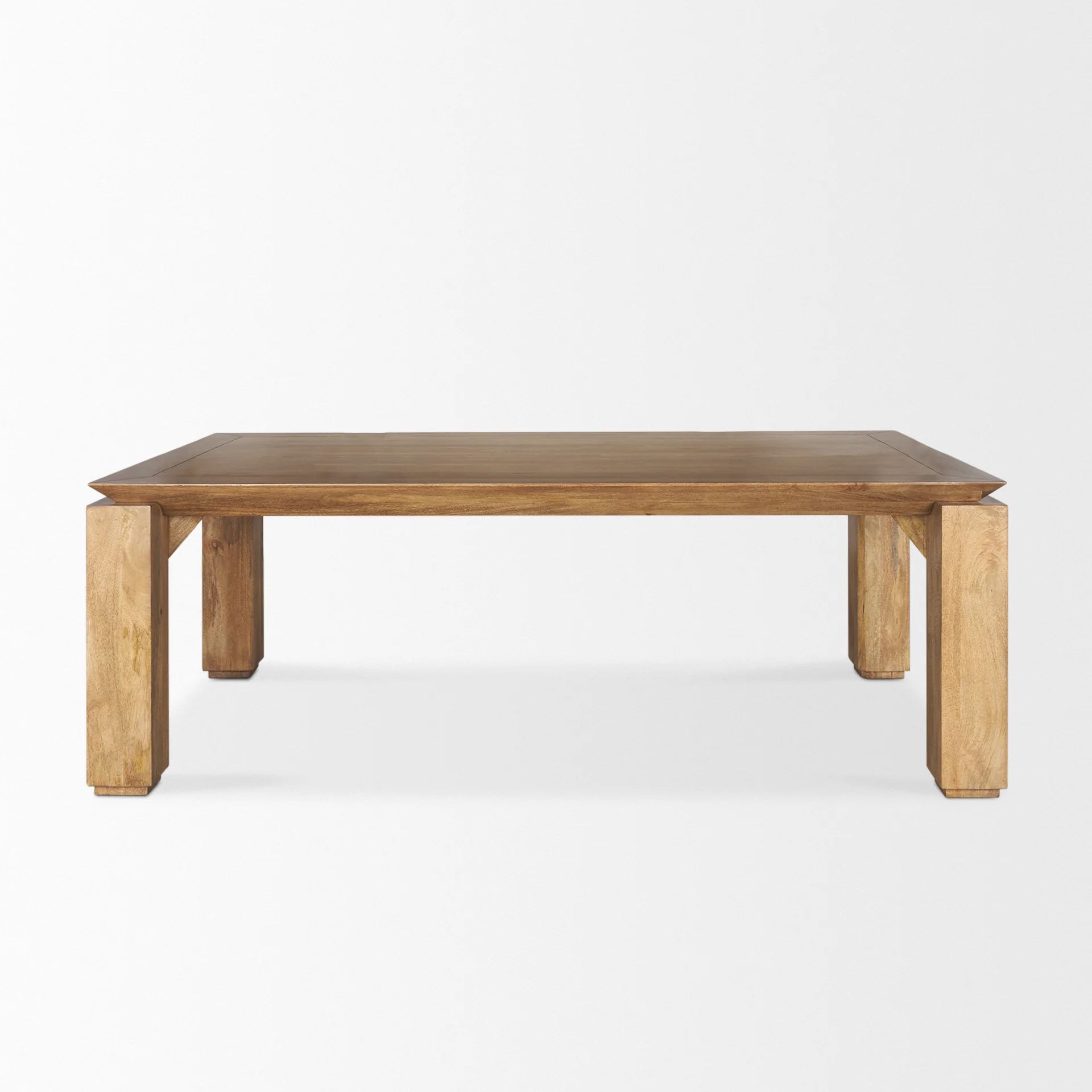 Crafted Sapphira Brown Wood Tapered Top Rectangular Dining Table Enhanced