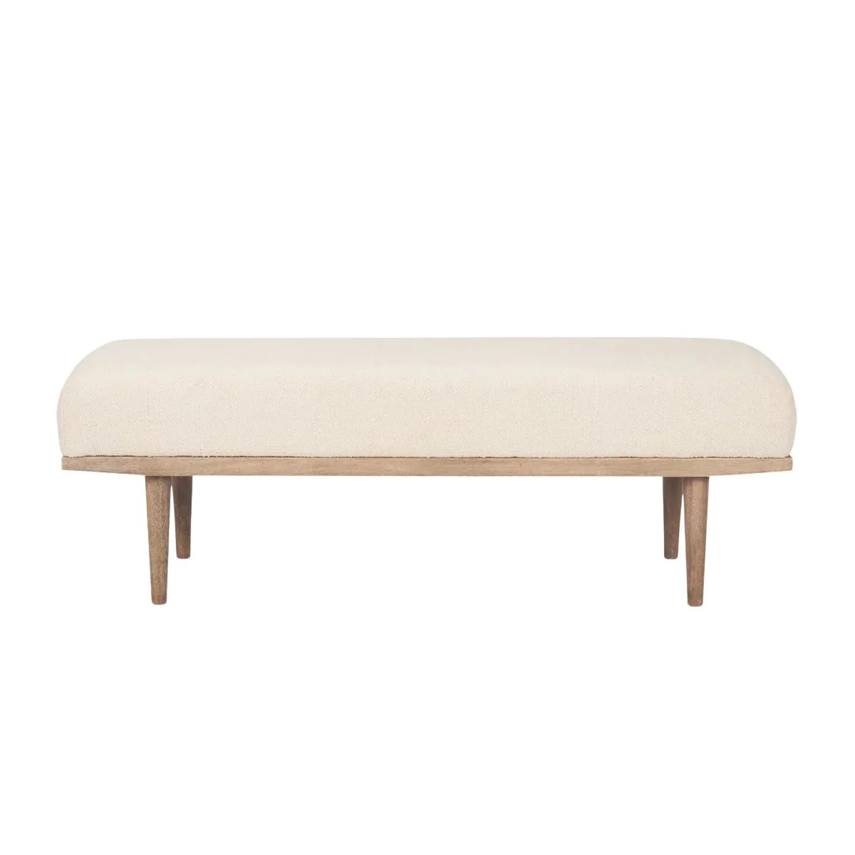 Expertly Made Shae Brown Wood w Oatmeal Fabric Bench Proven