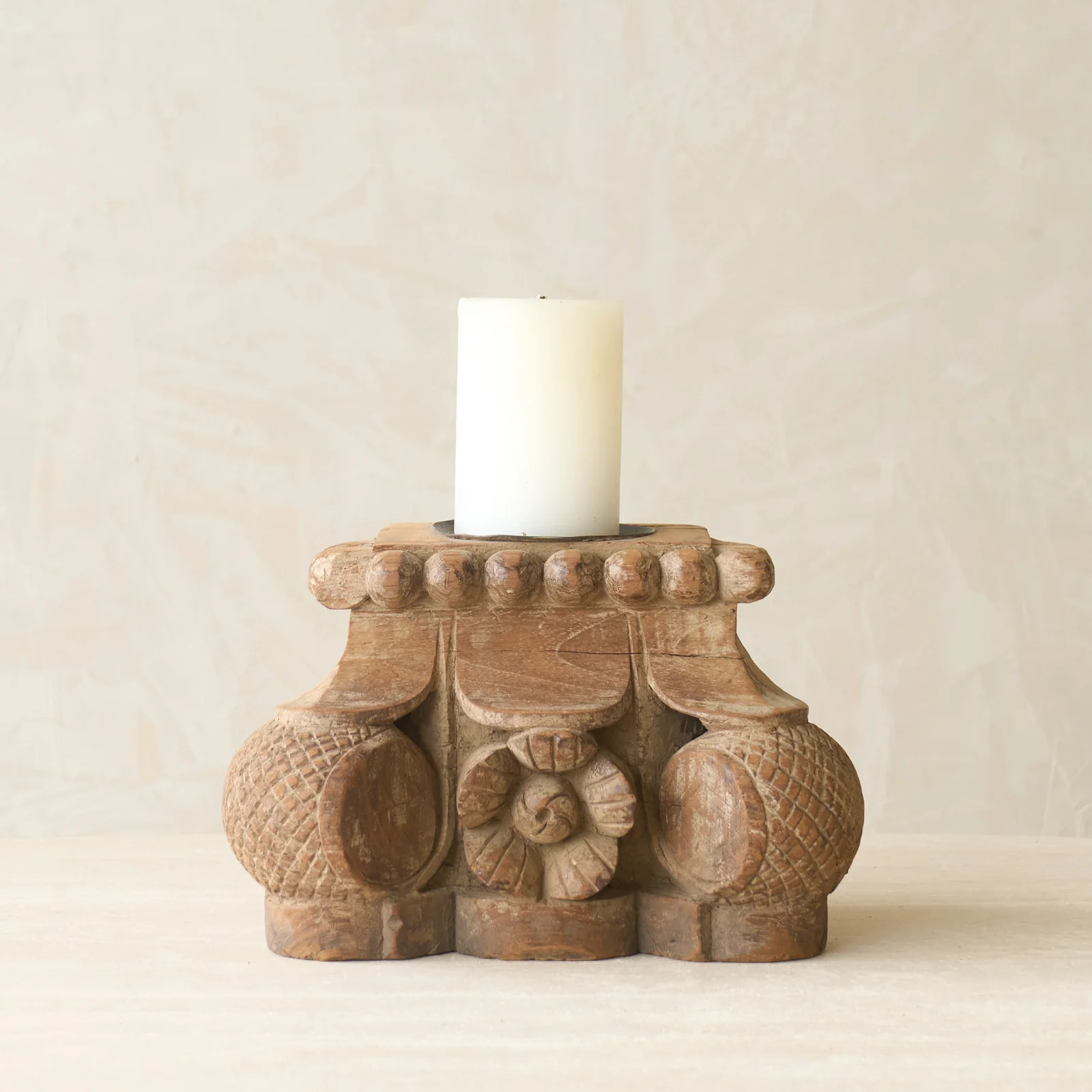 Pure Hand Carved Architectural Pillar Candlestand B Innovative