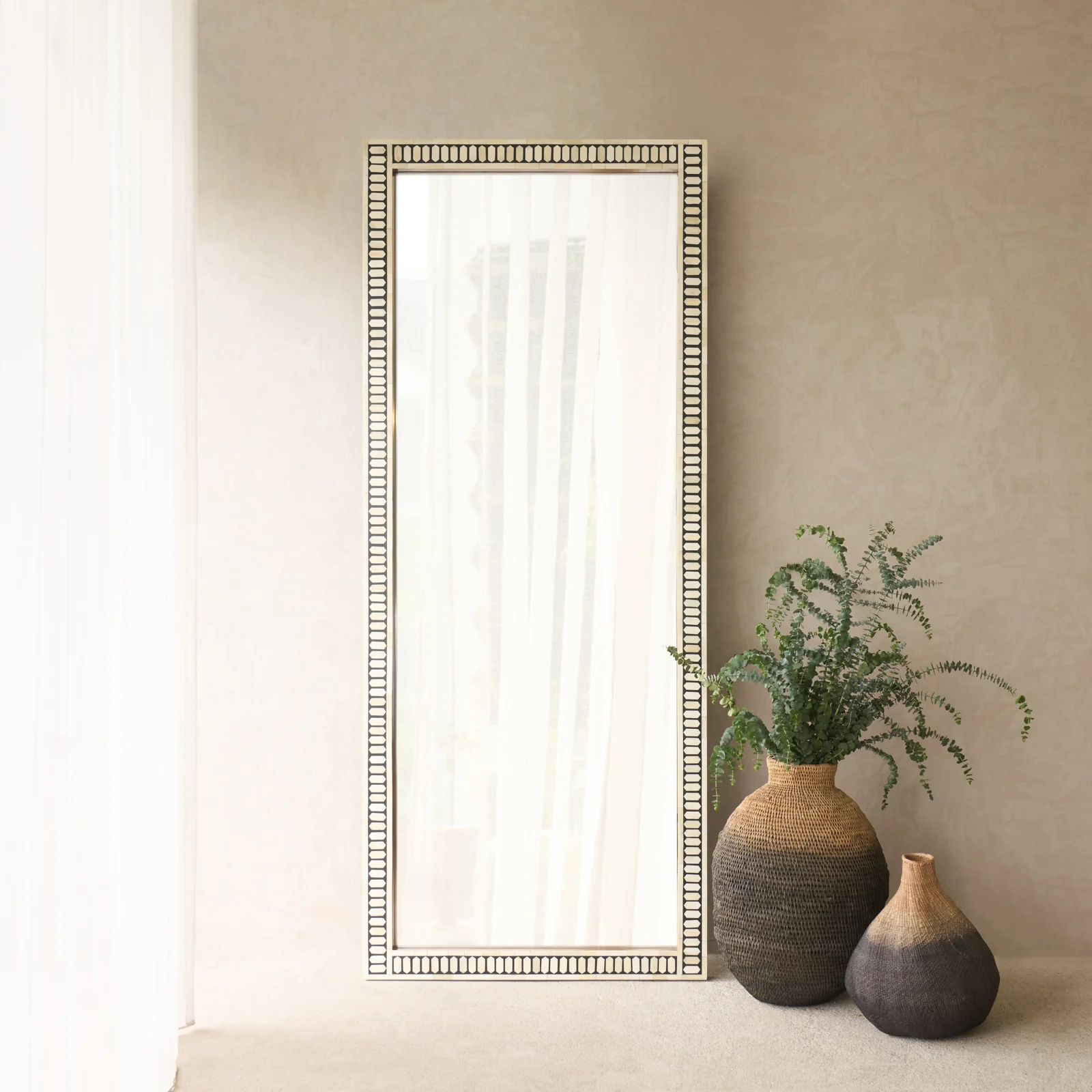 Premium Handcrafted Bone Inlay Large Mirror Organic