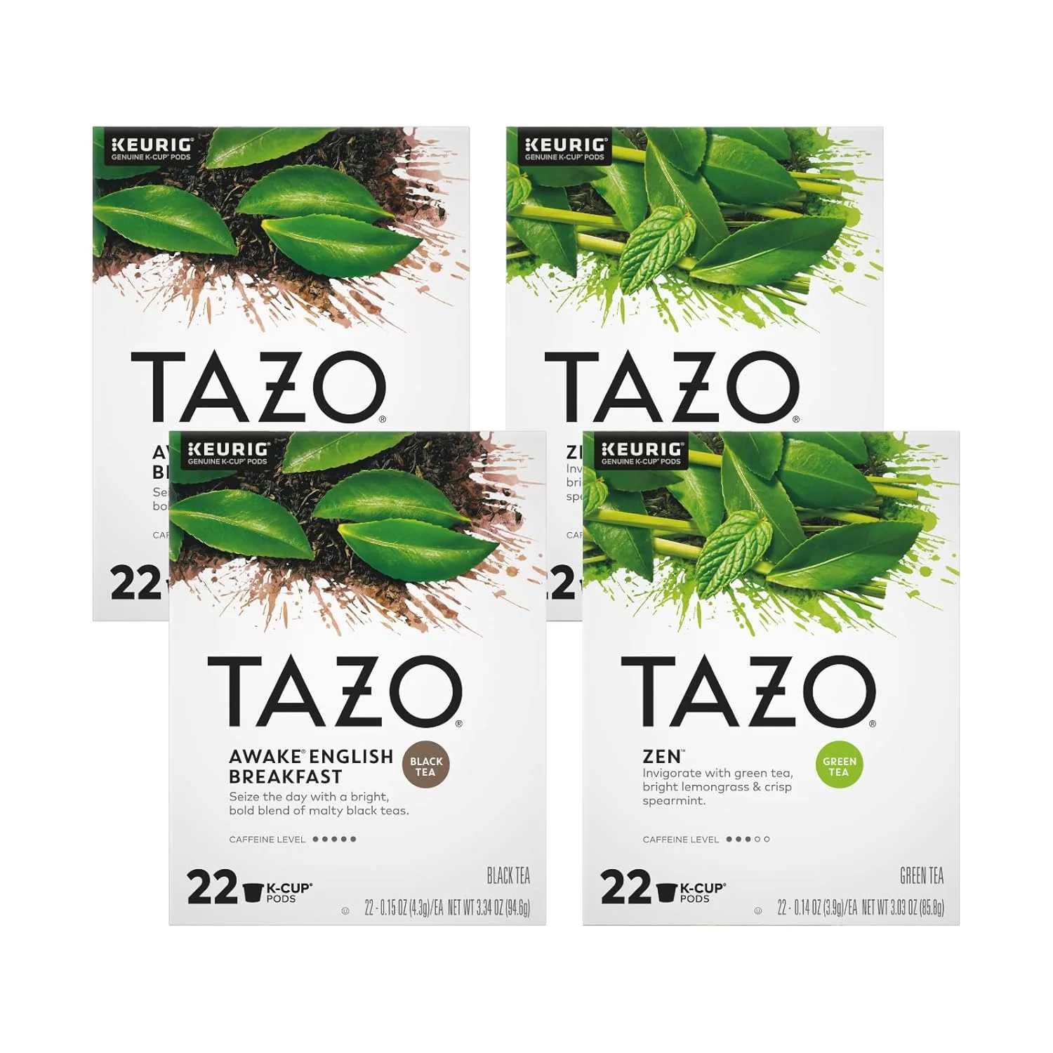 Effective Tazo Tea Bag K-Cup Pods Awake English Breakfast Zen 22 CT 2ea Variety Pack Organic
