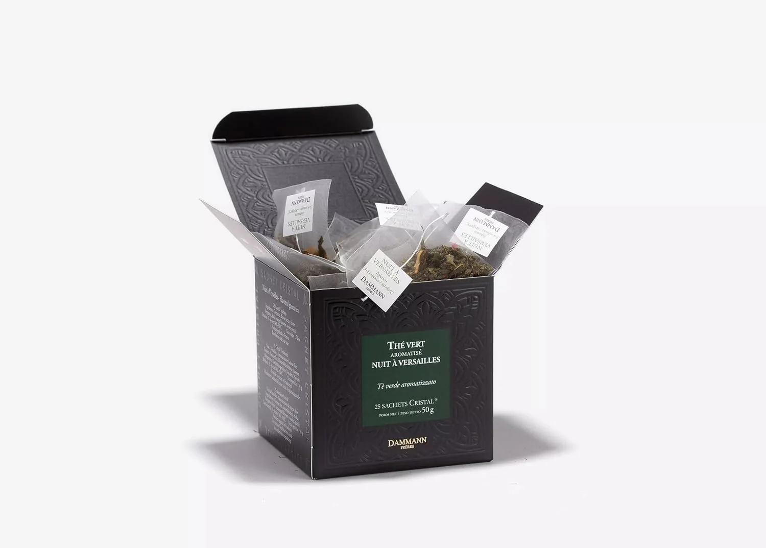 Innovative Dammann Freres Sachets Nuit À Versailles Tea Bags Premium Gourmet French Green Tea Blend Bergamot Kiwi Peach Flavors 25 count Single Pack Stylish